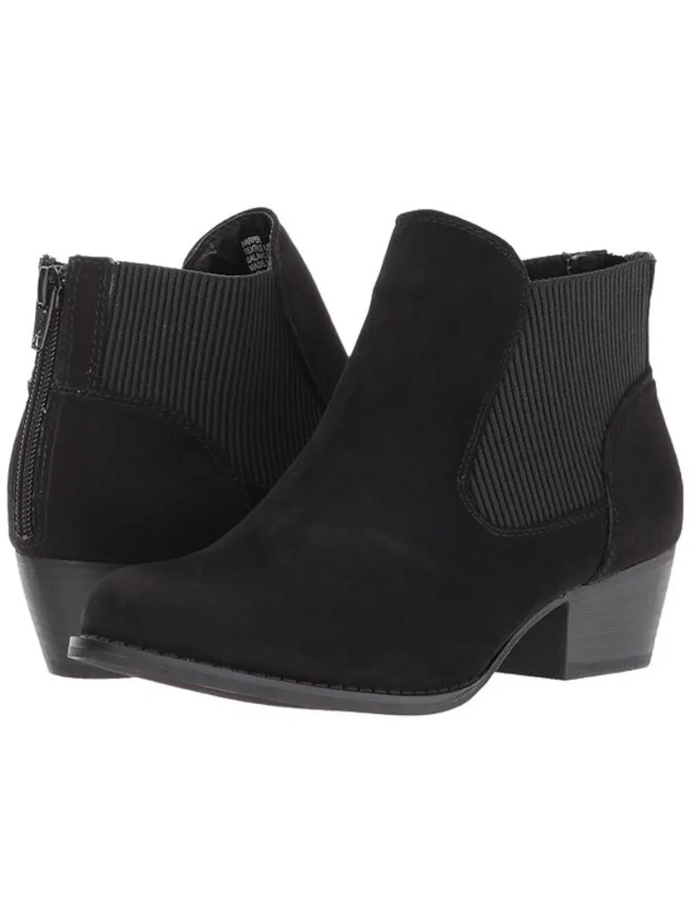 Unionbay Teagan Size 6 Ankle Booties Faux Suede Black Back Zipper Stacked Heel